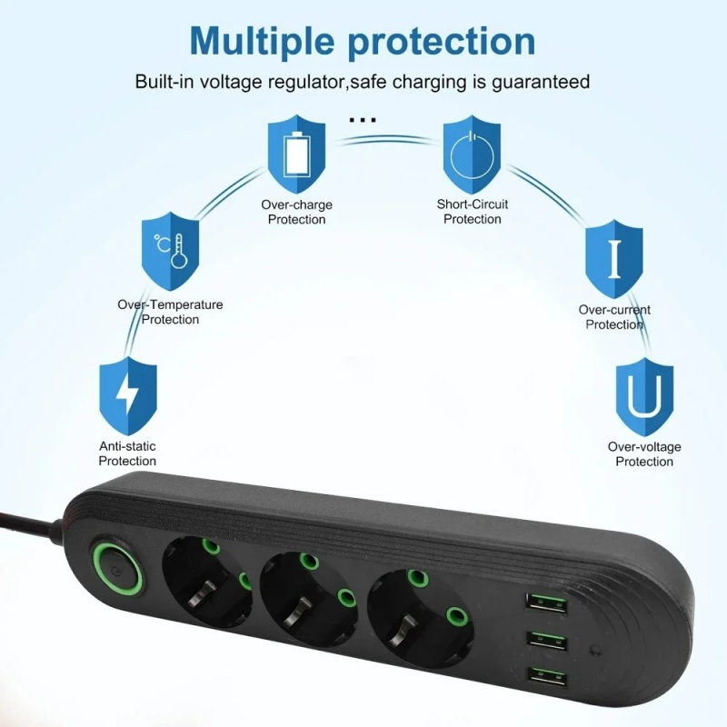 EU 플러그 AC 콘센트 2500W 멀티포트 파워 스트 - Power Tools Extension 리뷰 및 가격